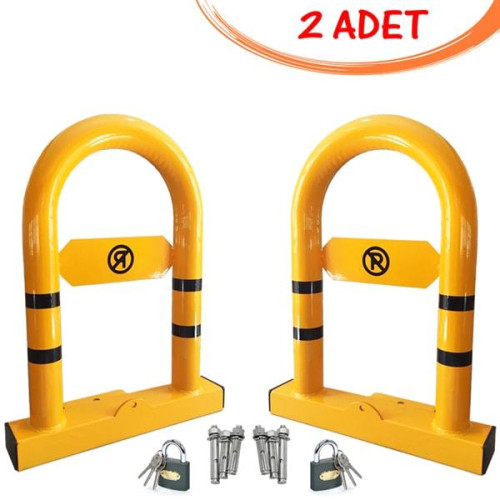 Parking Barrier Parking Iron Locked Reclining Barrier (2 PCS) Yellow