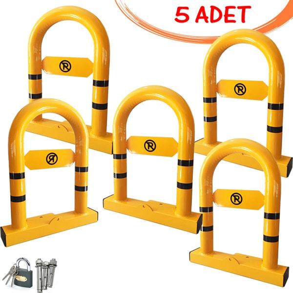 Parking Barrier Parking Iron Locked Reclining Barrier (5 PCS) Yellow