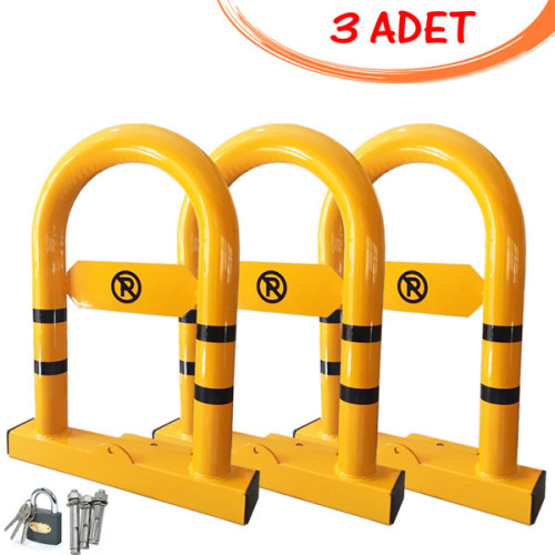 Parking Barrier Parking Iron Locked Reclining Barrier (3 PCS) Yellow