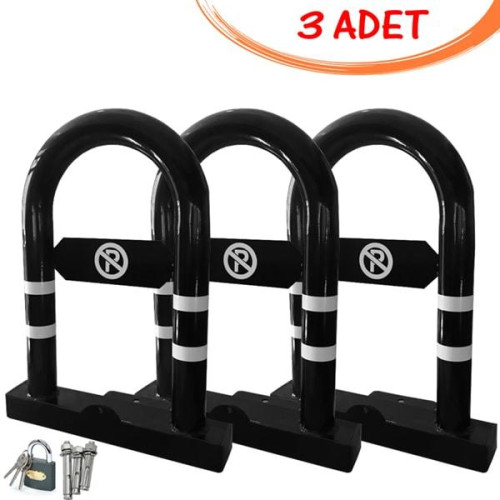 Parking Barrier Parking Iron Locked Reclining Barrier (3 PIECES) Black