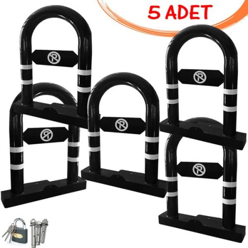 Parking Barrier Parking Iron Locked Reclining Barrier (5 PCS) Black