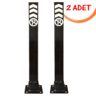 Parking Barrier Car Parking Iron Reclining Locked Barrier 60 cm (2 PCS) Black