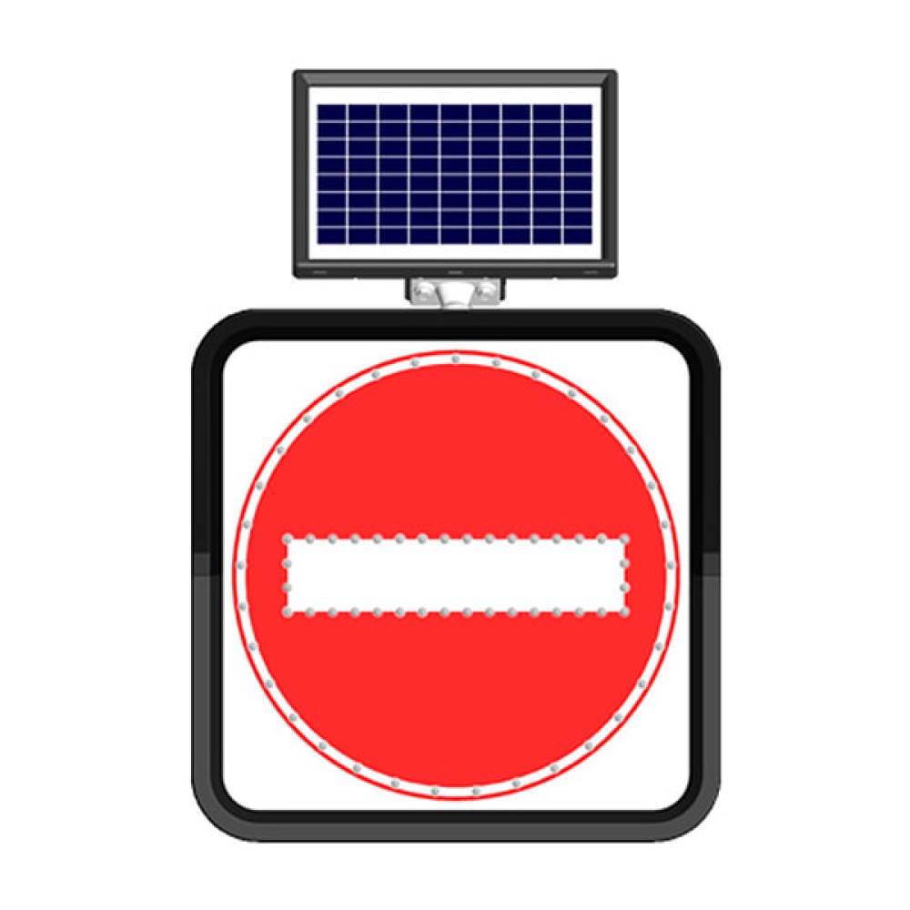 Solar Powered LED No Entry Road Sign Traffic Sign