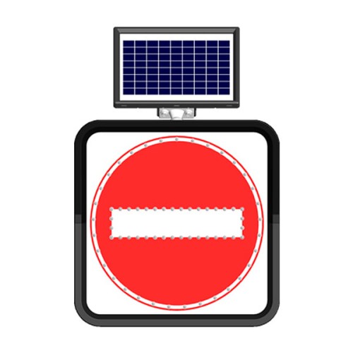 Solar Powered LED No Entry Road Sign Traffic Sign