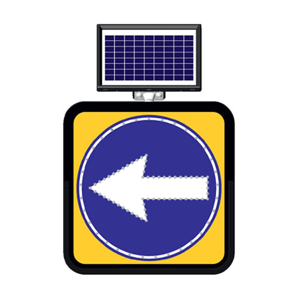 Solar Powered Led Mandatory Left Direction Sign Traffic Sign