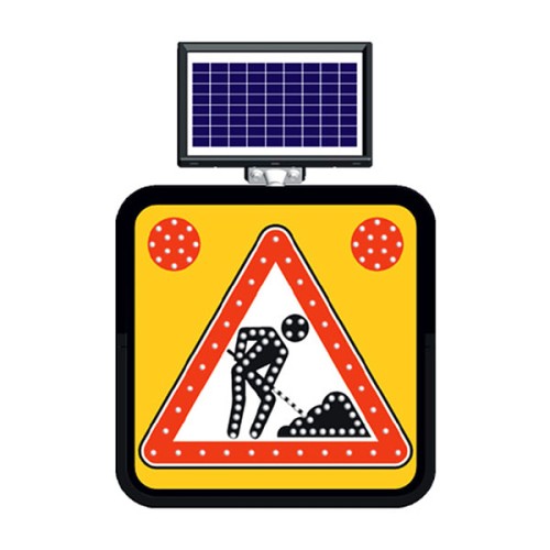 Solar Powered Led Road Working Sign Traffic Sign