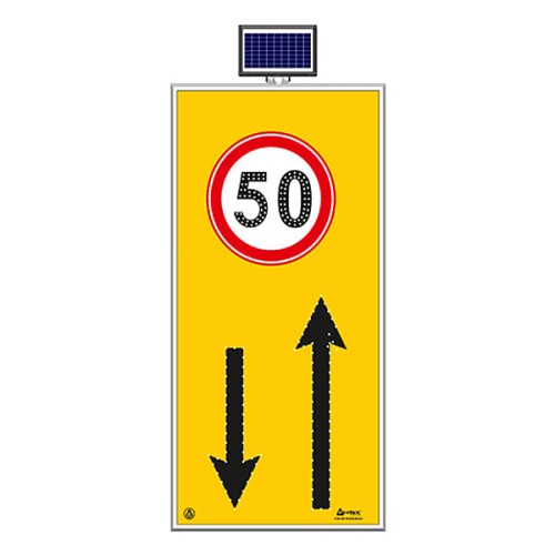 Solar Energy Led Maximum Speed 50 km Coming Way Maintenance Warning Sign