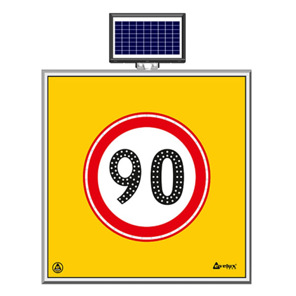 Solar Energy Led Maximum Speed Limitation 90 km Road Maintenance Traffic Warning Sign