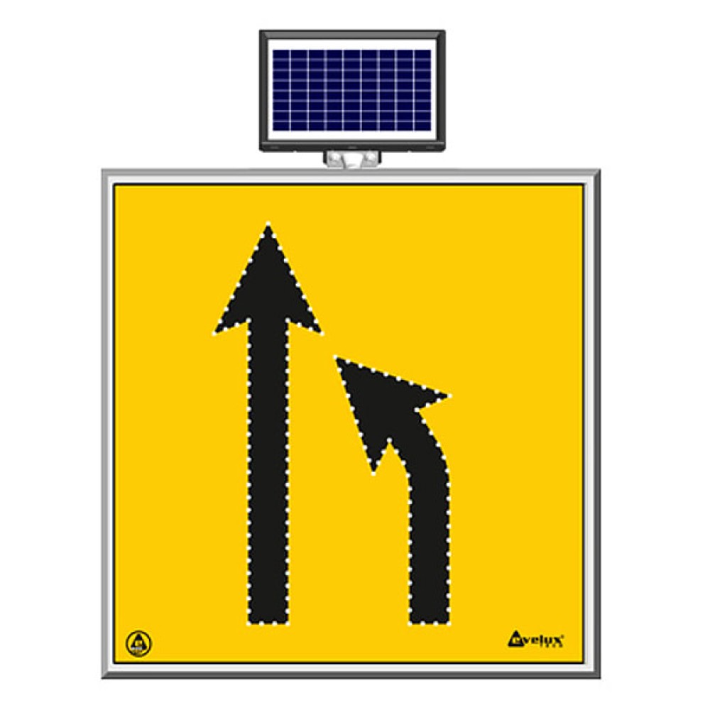 Solar Energy Led Right To Left Narrowing Road Traffic Maintenance Warning Sign