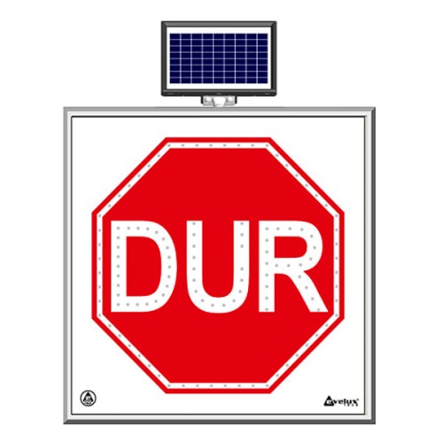 Solar Powered Led Stop Traffic Road Maintenance Warning Sign