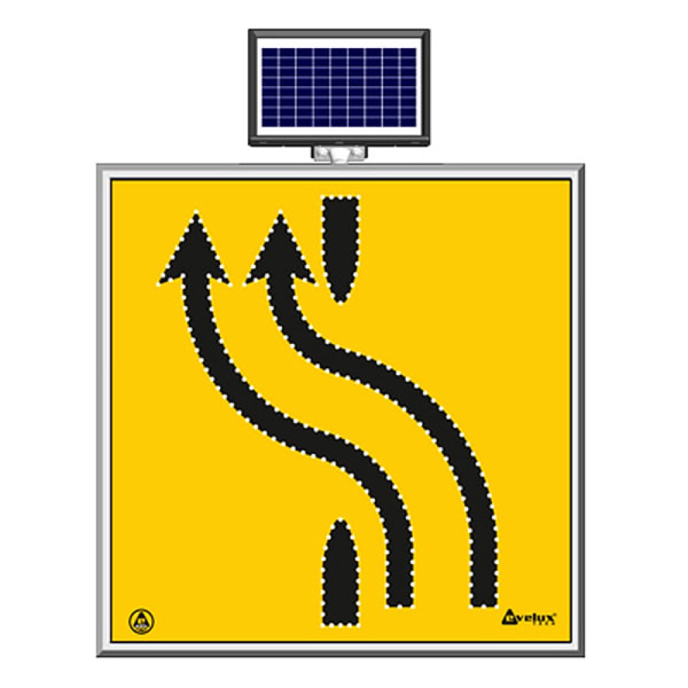 Solar Powered Led Lane Transfer Right to Left (Double) Traffic Road Maintenance Warning Sign