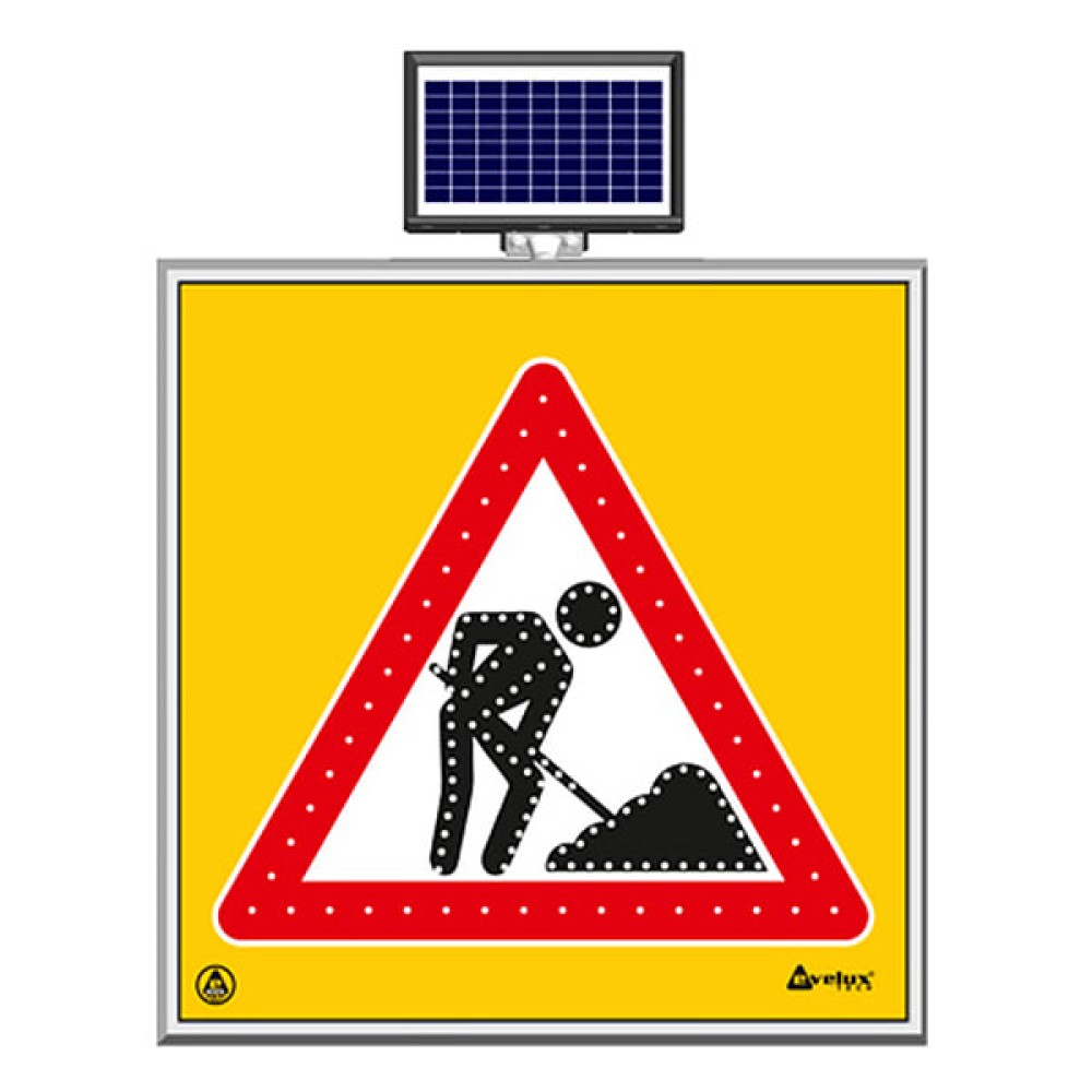 There is work on the road with solar energy LED Road Maintenance Traffic Warning Sign