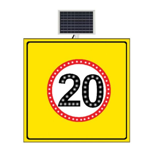 Solar Powered Led Speed Limit 20 Km Road Maintenance Traffic Warning Sign