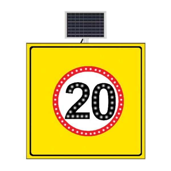 Solar Powered Led Speed Limit 20 Km Road Maintenance Traffic Warning Sign