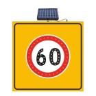 Solar Powered Led Speed Limit 60 Km Road Maintenance Traffic Warning Sign