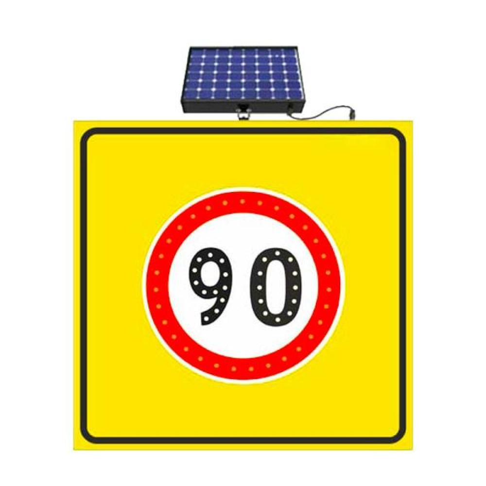 Solar Powered Led Speed Limit 90 Km Road Maintenance Traffic Warning Sign 90 Speed Limit Sign