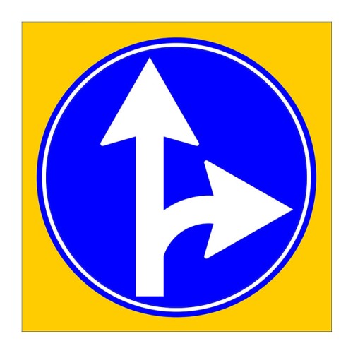 Forward and Right Mandatory Direction Sign Parking Lot Sign