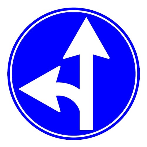 Forward and Left Mandatory Direction Sign Parking Lot Sign