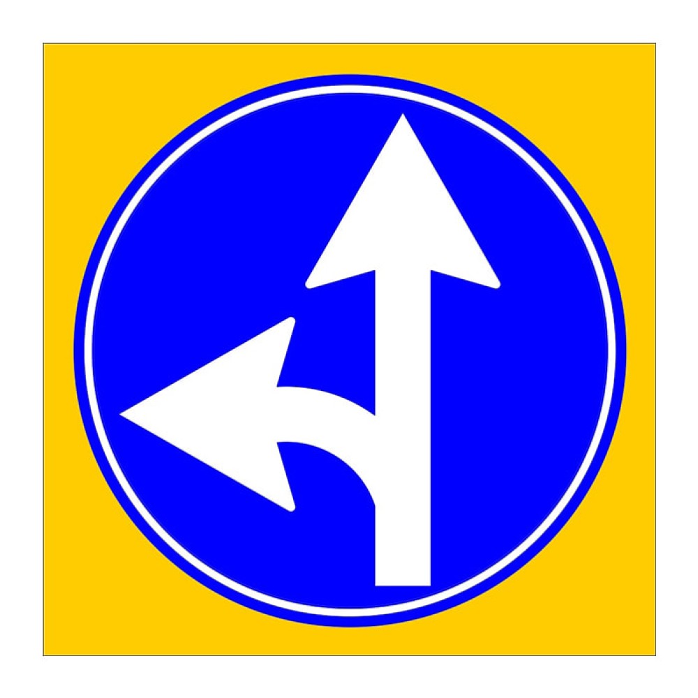 Forward and Left Mandatory Direction Sign Parking Lot Sign