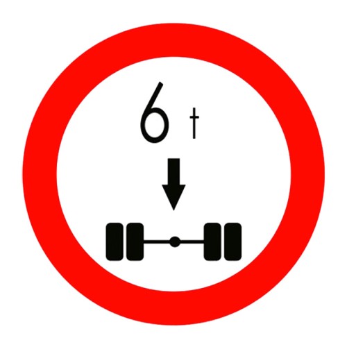 No Entry Sign for Vehicles With More Than Tonne Load Per Axle TT-23