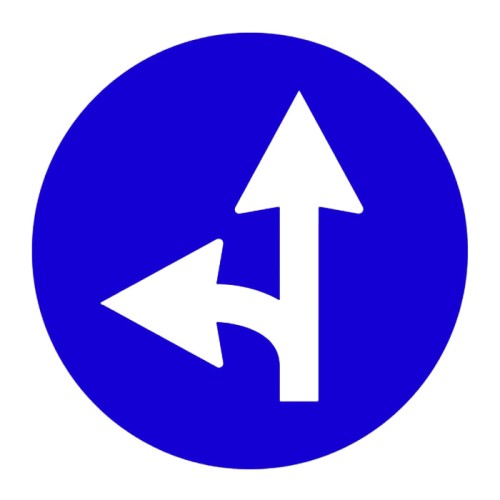 Forward and Left Mandatory Direction Sign Traffic Sign TT-35e