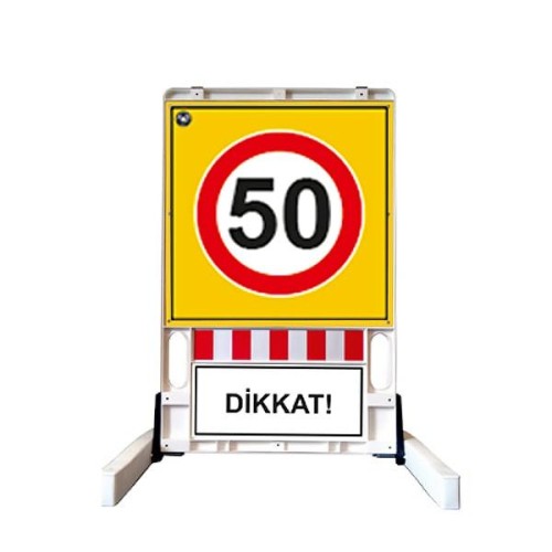 Folding Warning Sign Barrier Maximum Speed ​​Limit 50