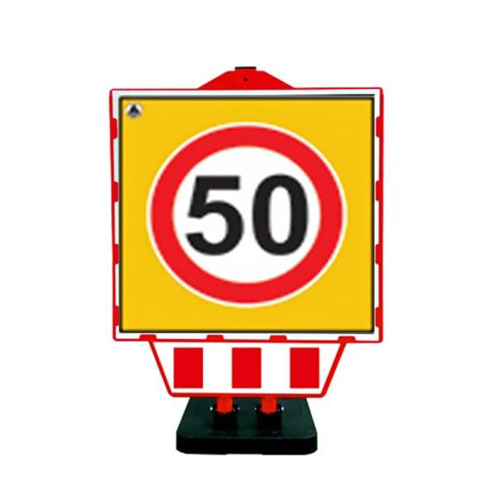 Folding Warning Sign Maximum Speed ​​Limit 50 km