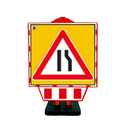 Folding Warning Sign Barrier Right Tapered Pavement Road