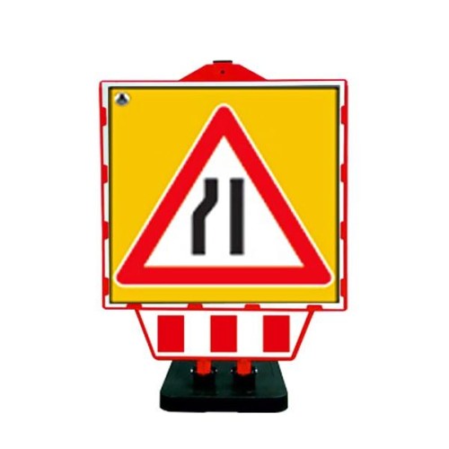 Folding Warning Sign Barrier Left Tapered Pavement Road