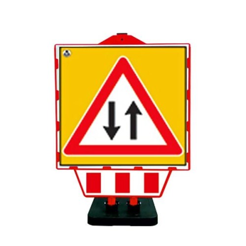 Folding Warning Sign and Barrier Two Way Road Sign