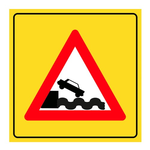 Road Traffic Sign Ending by the Sea or Riverside T-6