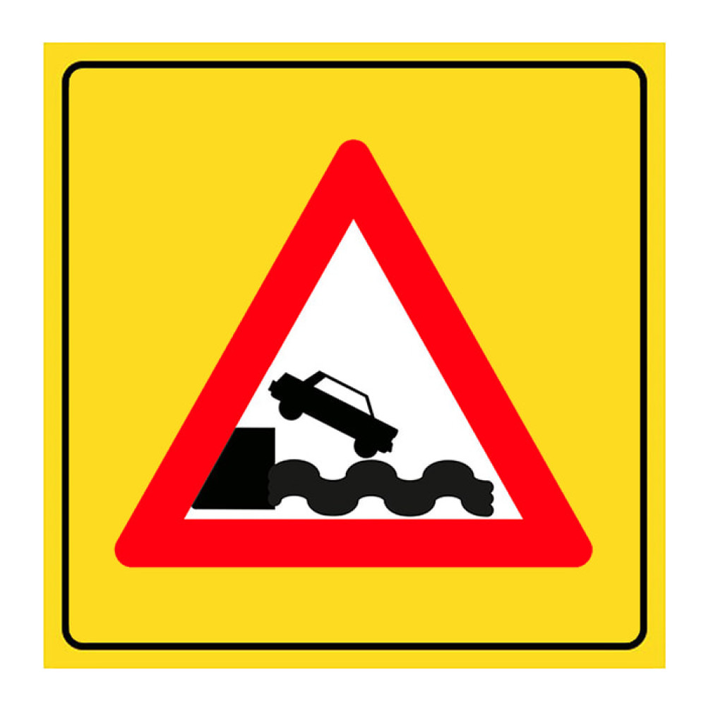 Road Traffic Sign Ending by the Sea or Riverside T-6