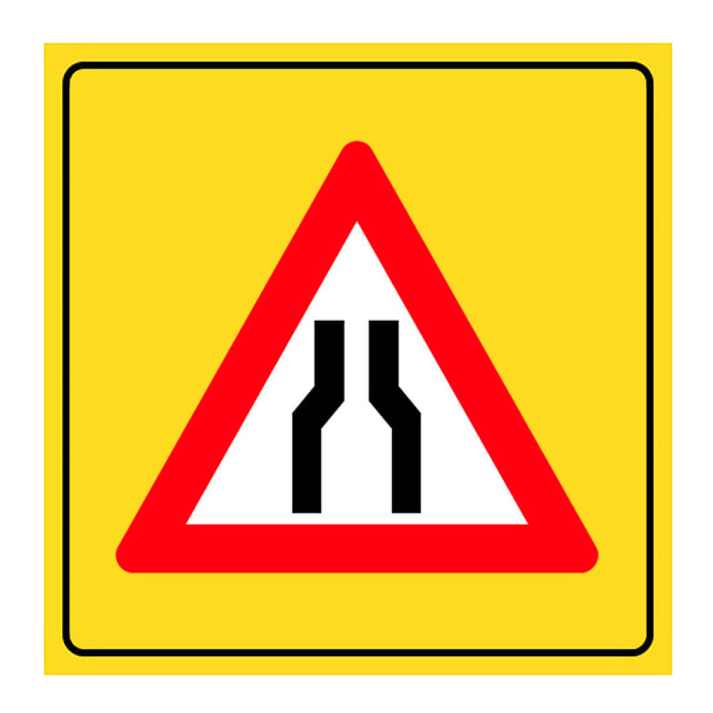 Both Sides Narrowing Pavement Sign, Danger Warning Board YB-2