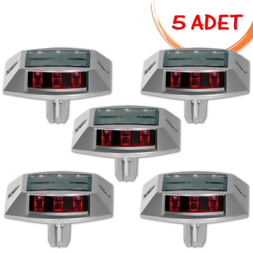 Solar Powered Solar Led Road Button Red (5 PCS)