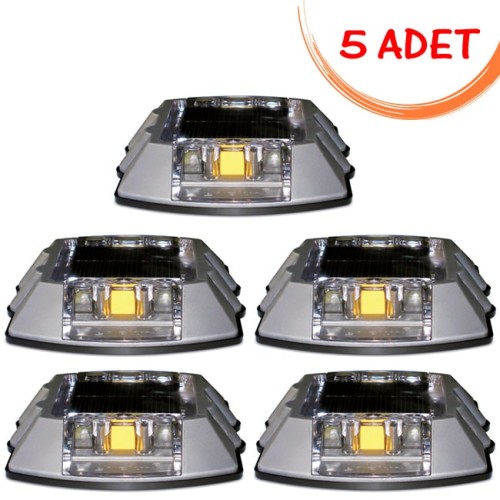 Solar Powered Solar Led Road Button Yellow (5 PCS)