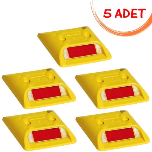 Plastic Solar Square Road Button with Reflector (5 PCS)