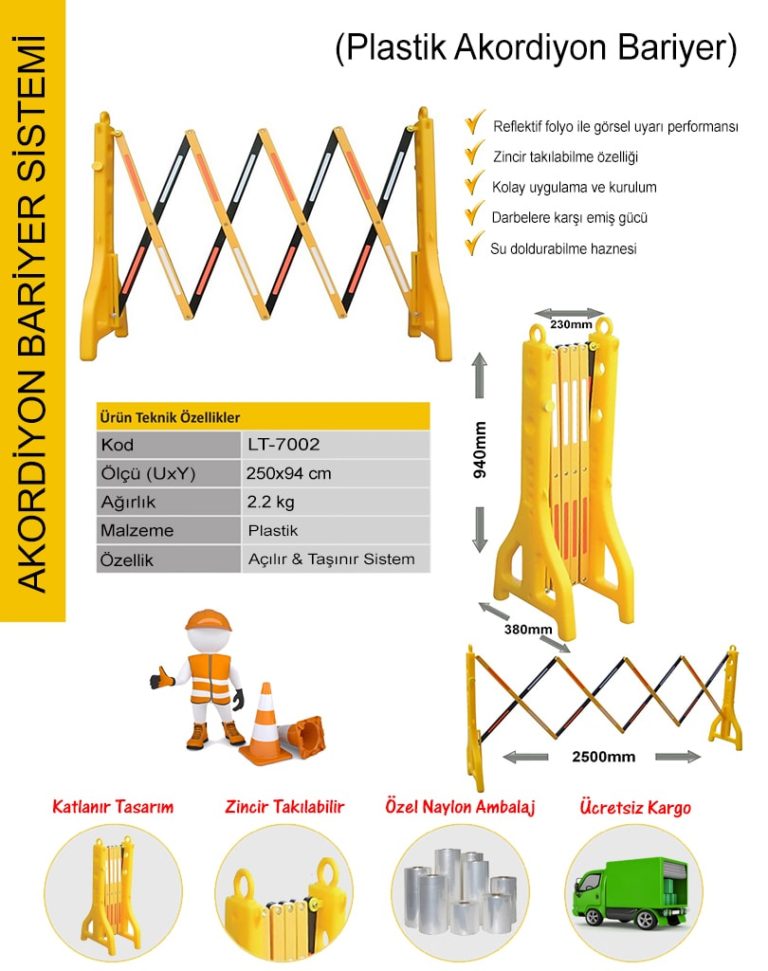 plastik akordiyon tip bariyer