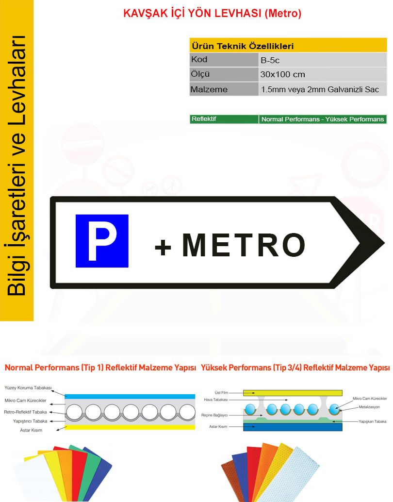 kavşak içi yön levhası metro