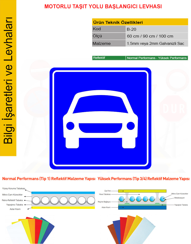 motorlu taşıt yolu başlangıcı levhası