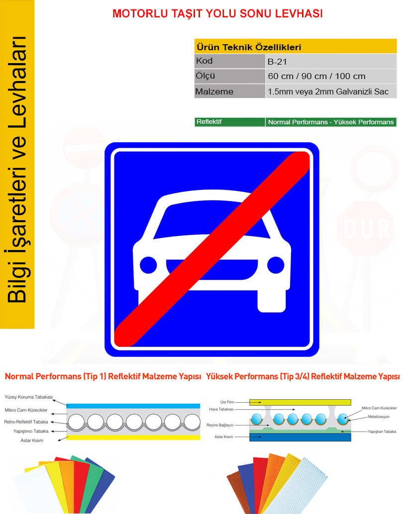 motorlu taşıt yolu sonu levhası
