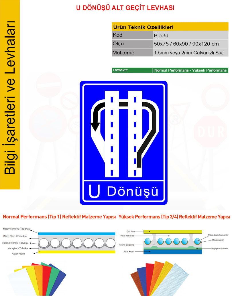 u dönüşü levhası alt geçit