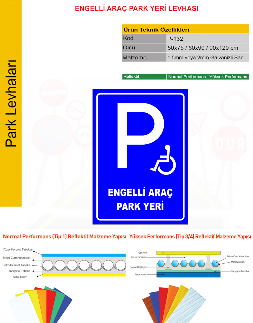 engelli otopark levhası