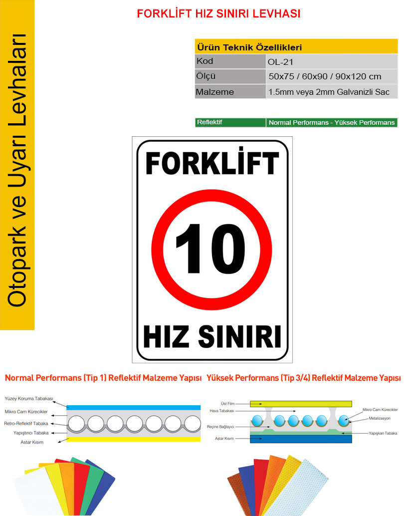 forklift hız sınırı levhası