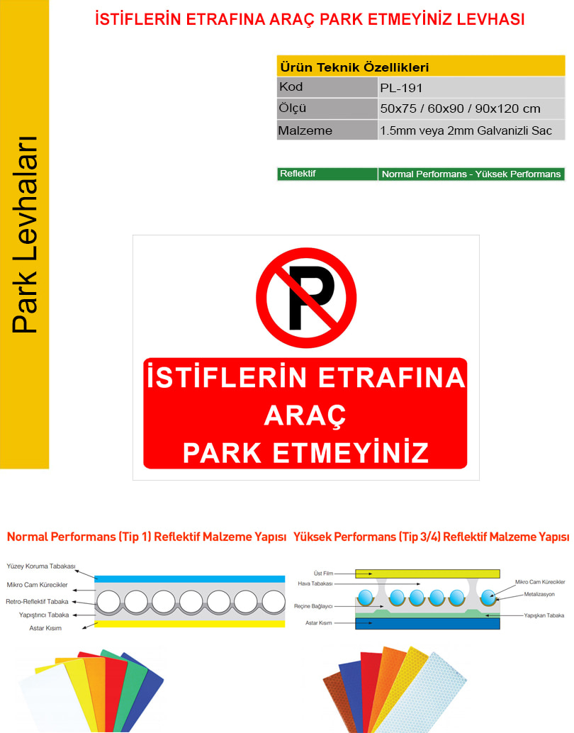 otopark uyarı levhası