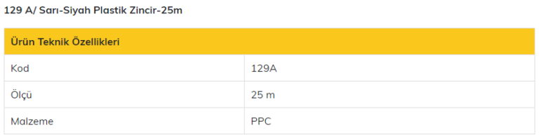 plastik zincir sarı siyah