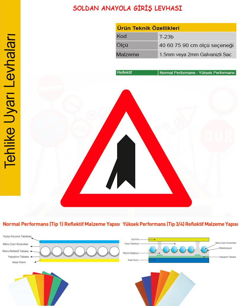 soldan ana yola giriş levhası