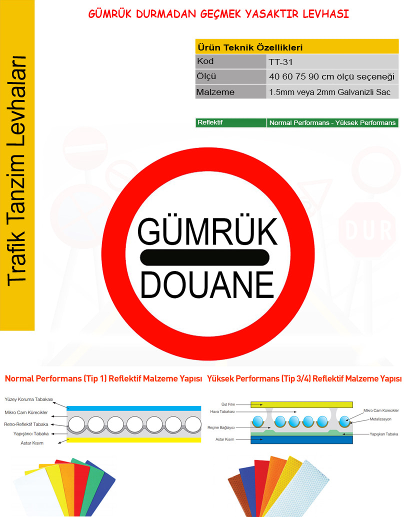 gümrük durmadan geçmek yasaktır