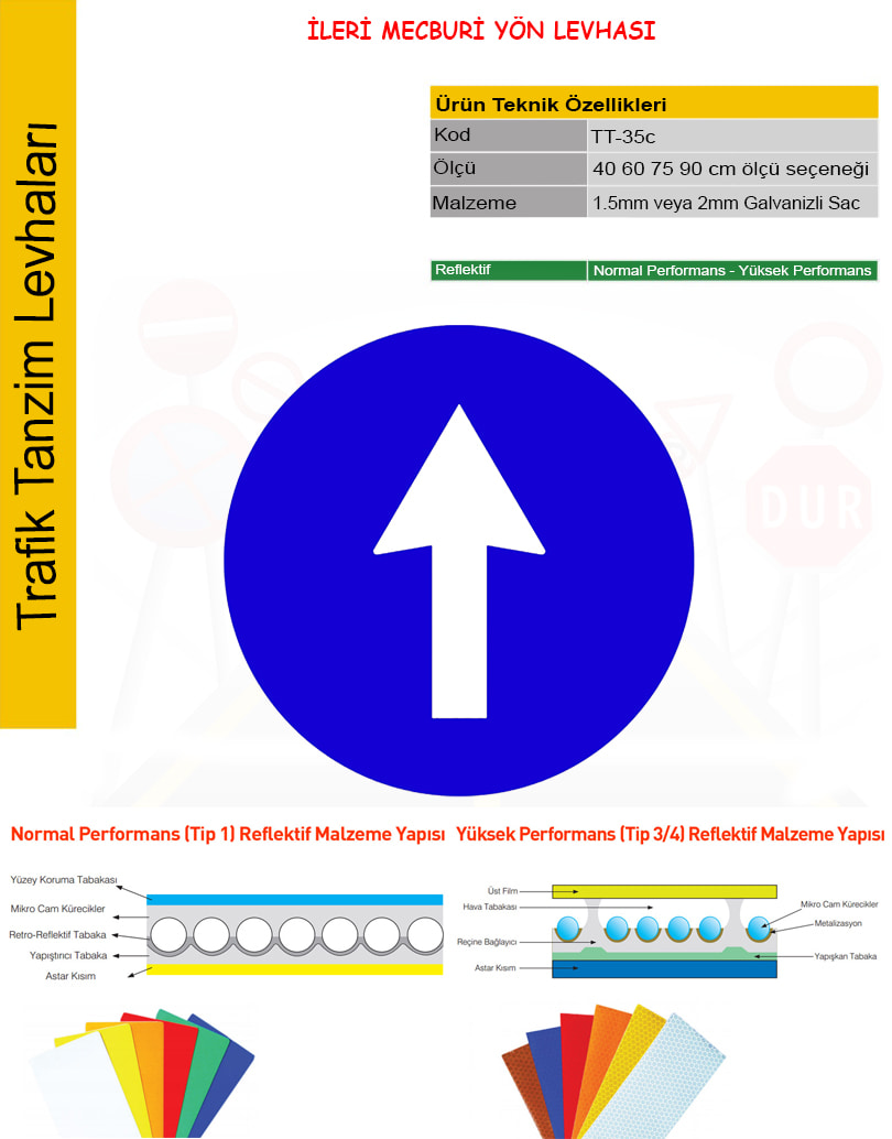 ileri mecburi yön levhası