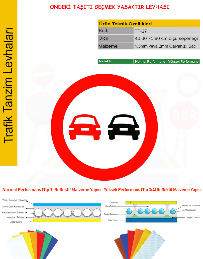 öndeki taşıtı geçme yasağı levhası