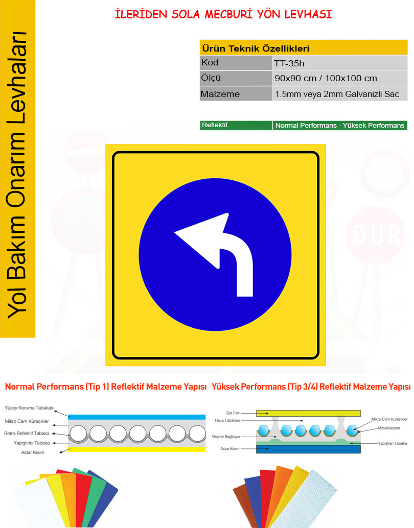 ileriden sola mecburi yön levhası